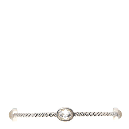 David Yurman Sterling Silver Rock Crystal 3mm Four Station Bangle Bracelet 1 of 4