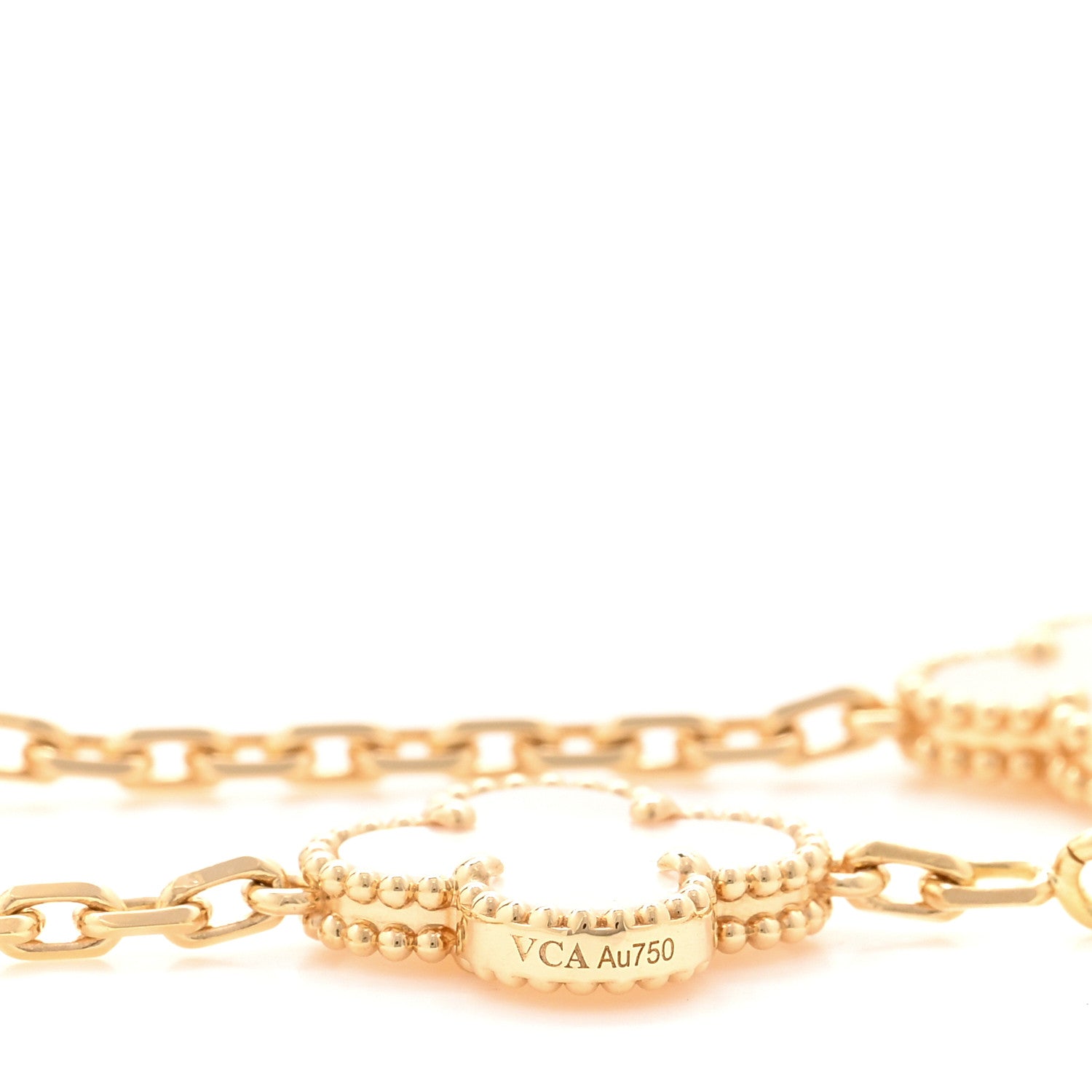 Van Cleef & Arpels 18K Yellow Gold Mother of Pearl 10 Motifs Vintage Alhambra Necklace 5 of 6