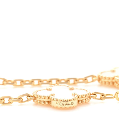 Van Cleef & Arpels 18K Yellow Gold Mother of Pearl 10 Motifs Vintage Alhambra Necklace 5 of 6