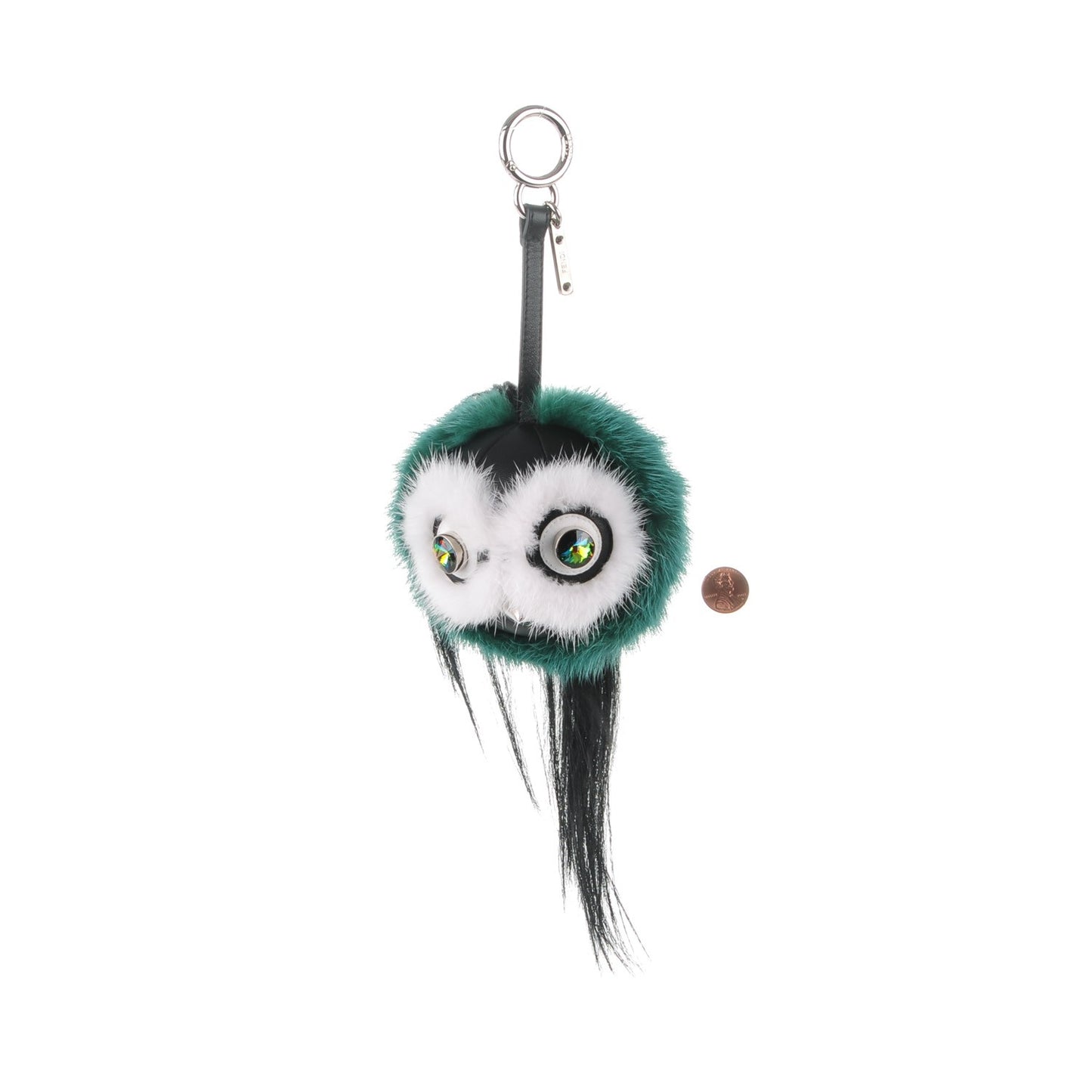 Mink Goat Fur QuTweet Cucaoo Bag Bug Charm Green White