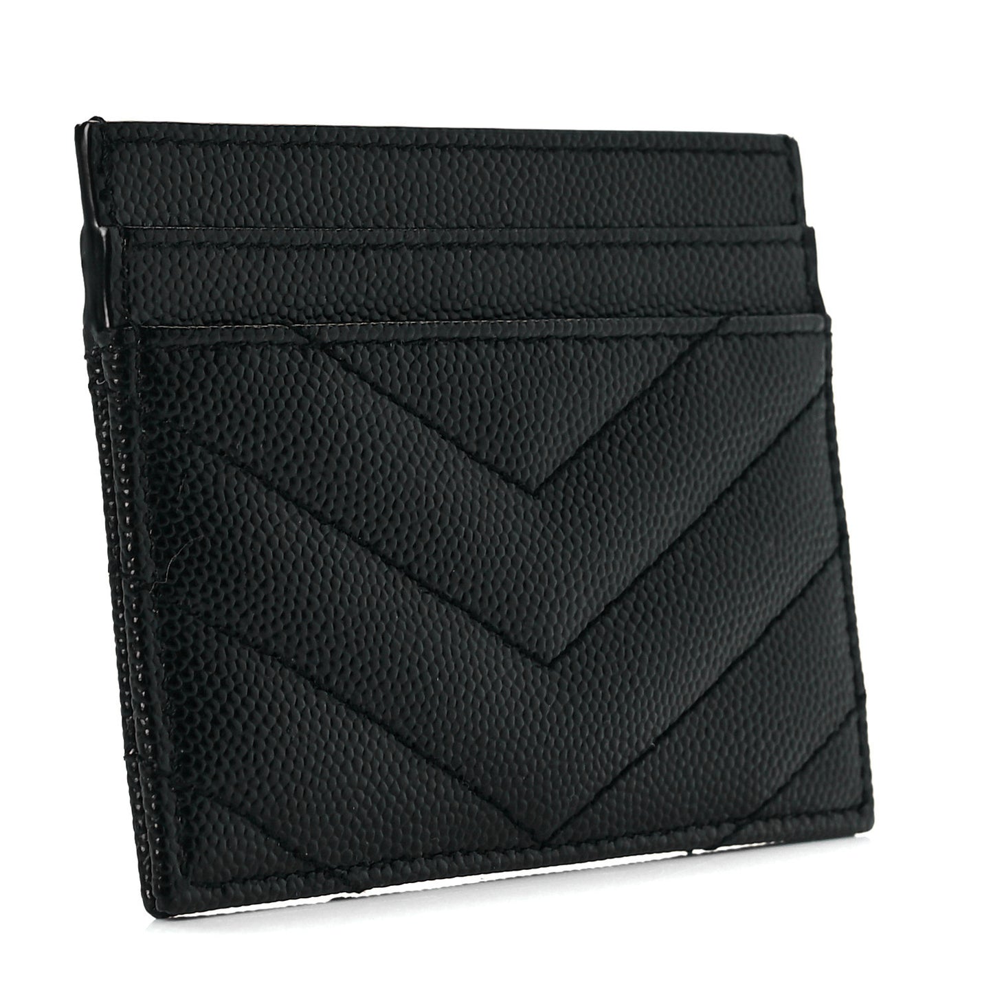 Grain De Poudre Matelasse Chevron Monogram Credit Card Case Black