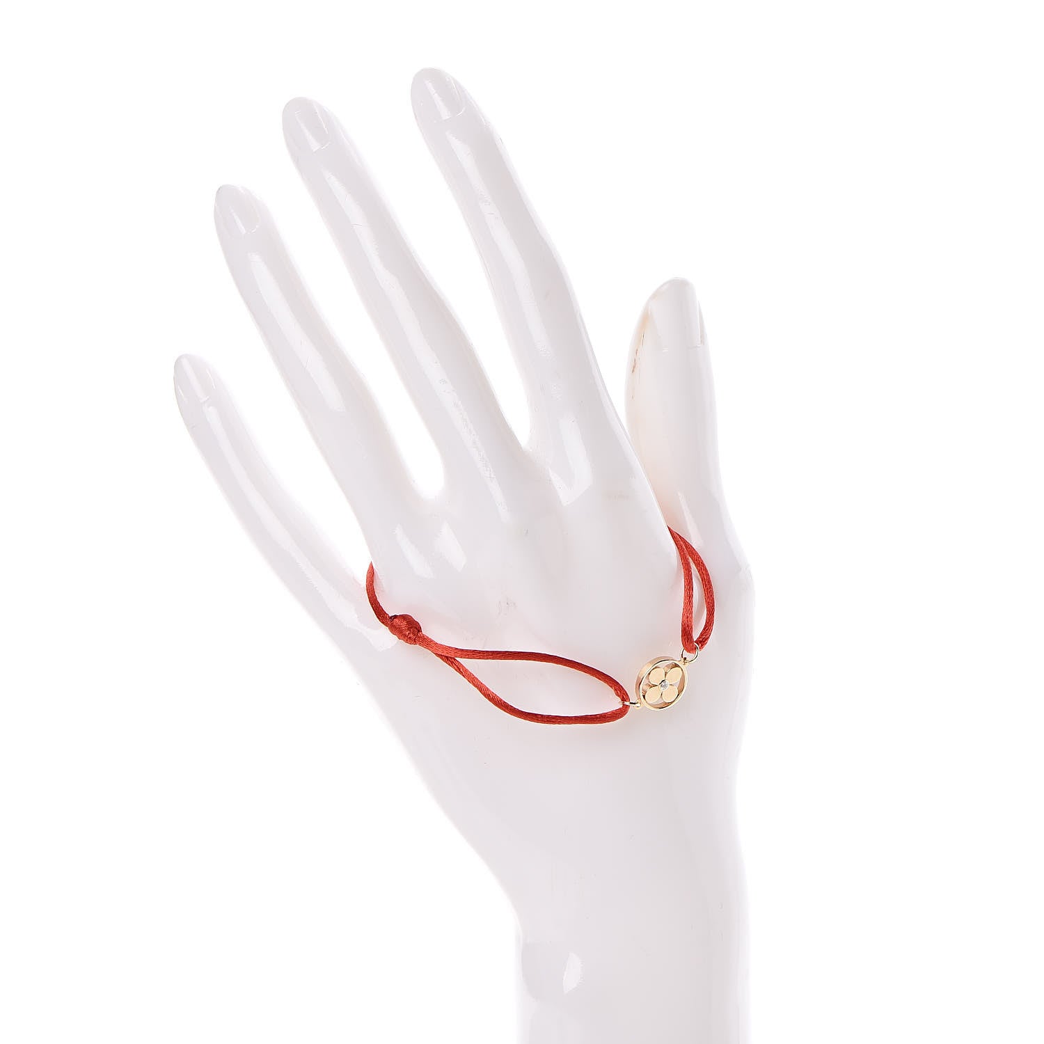 Louis Vuitton 18K Yellow Gold Diamond Silk Sun Idylle Cord Bracelet Red 2 of 5