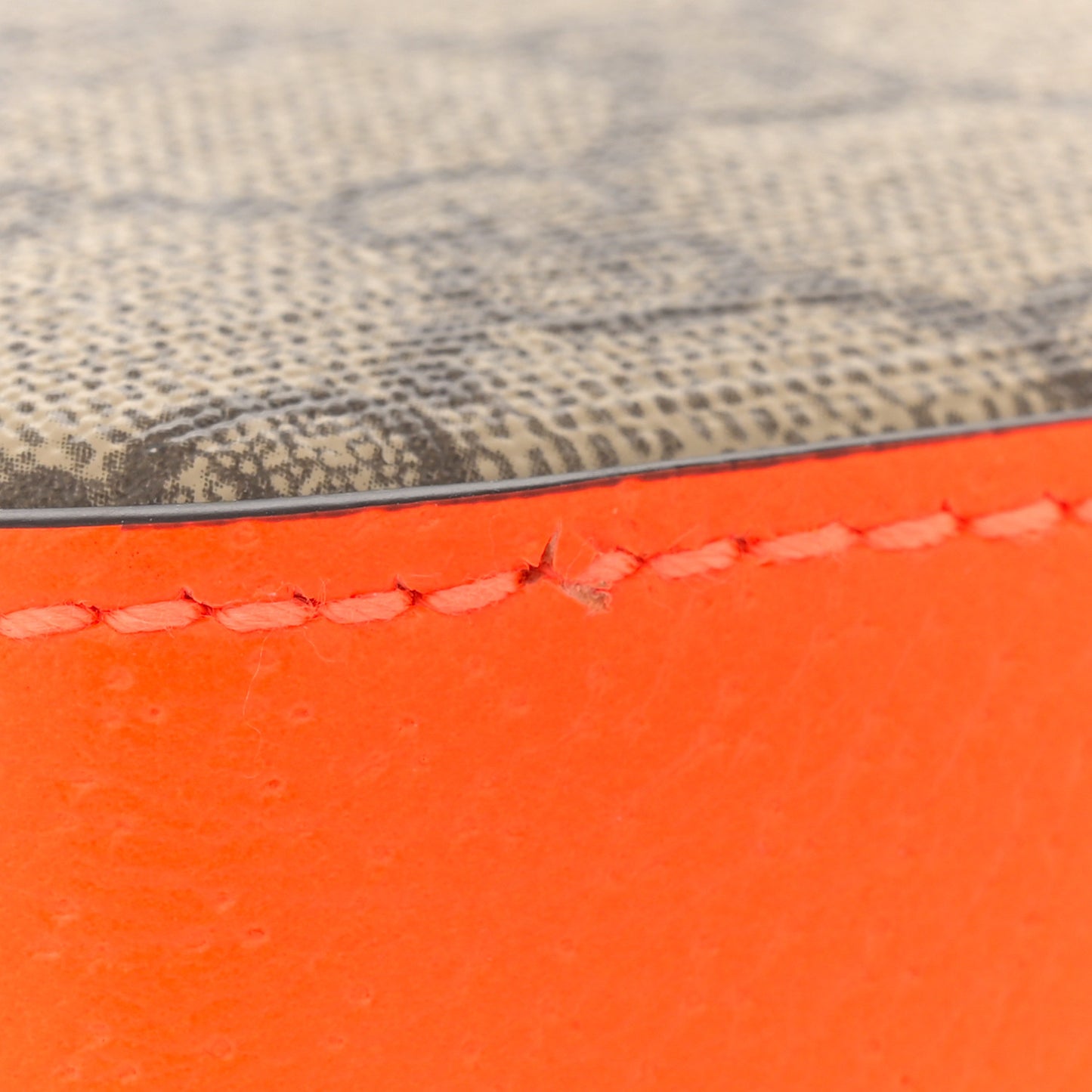 GG Supreme Monogram Textured Dollar Calfskin Web Ophidia Wristlet Shoulder Bag Beige Ebony Orange