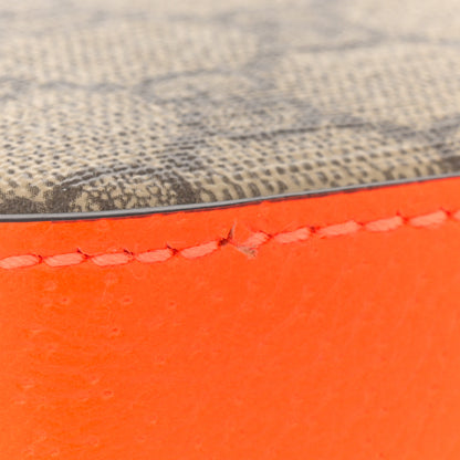 Gucci GG Supreme Monogram Textured Dollar Calfskin Web Ophidia Wristlet Shoulder Bag Beige Ebony Orange 11 of 11