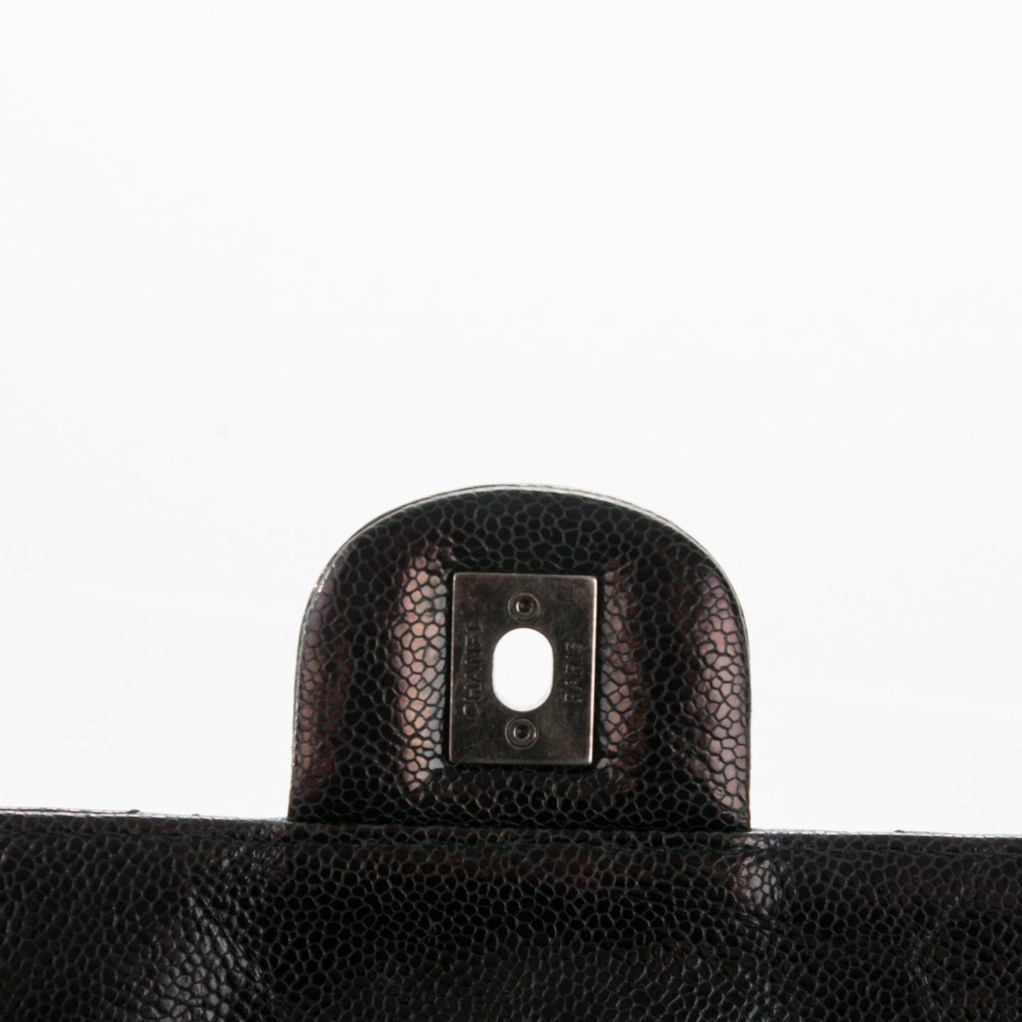 Crumpled Grained Calfskin Jumbo CC Crave Flap Black