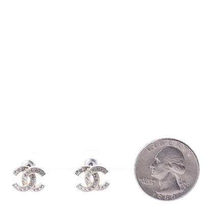 Chanel Crystal Mini Timeless CC Earrings Silver 2 of 4
