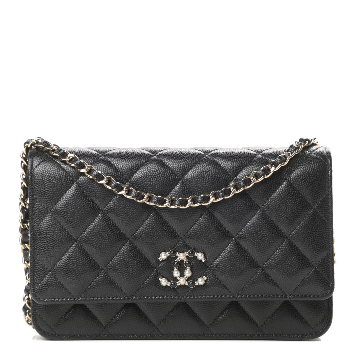 Caviar Quilted Coco Candy Wallet On Chain WOC Black