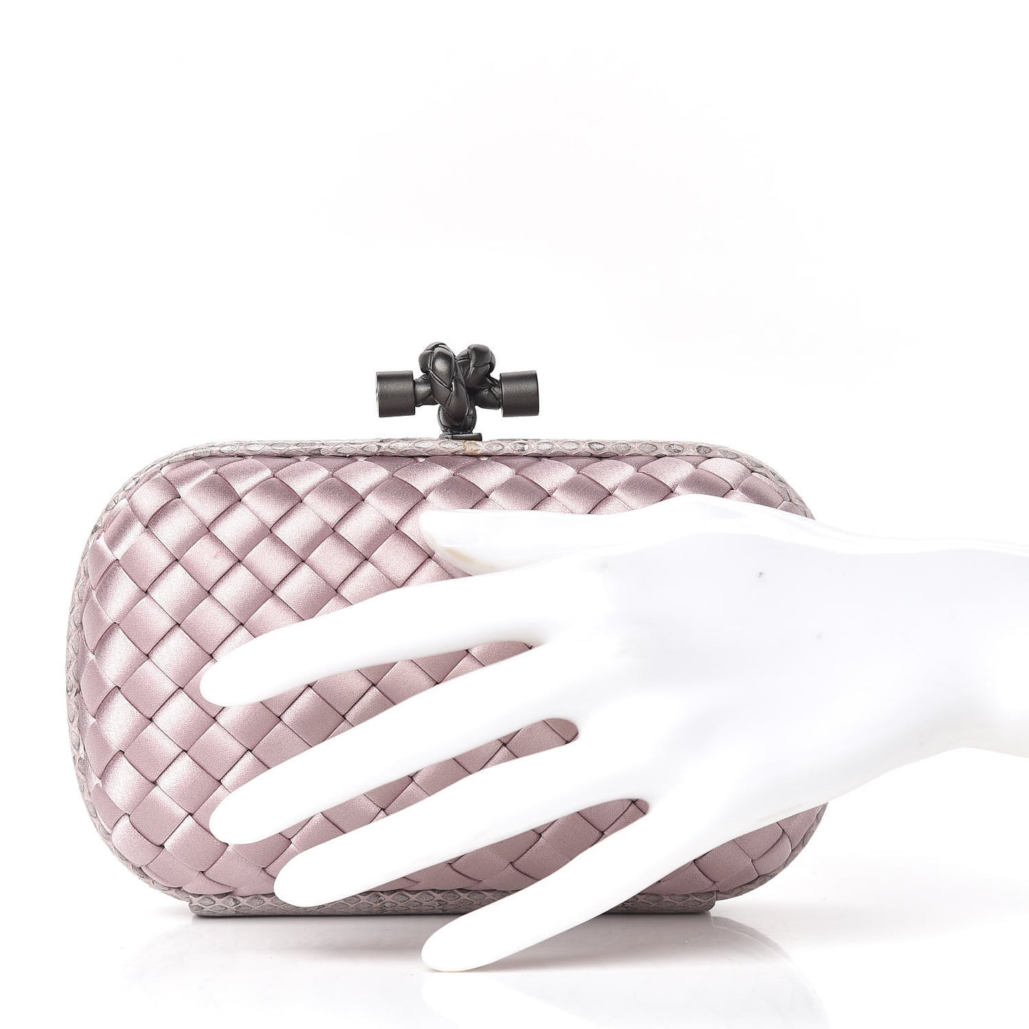 Satin Intreccio Impero Ayers Knot Clutch Lilac