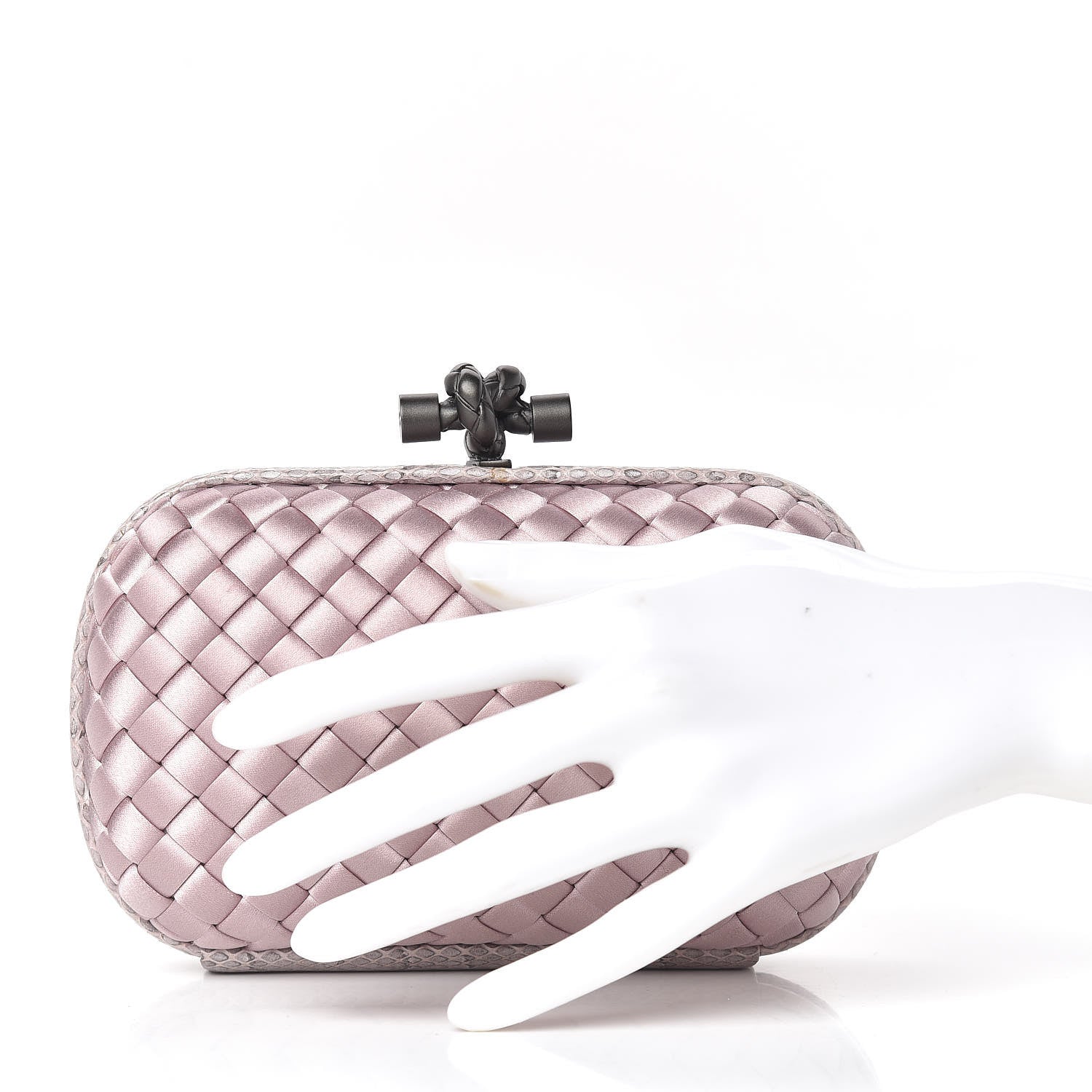 Bottega Veneta Satin Intreccio Impero Ayers Knot Clutch Lilac 2 of 10
