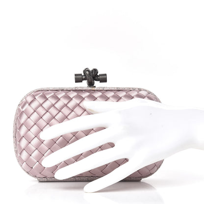 Bottega Veneta Satin Intreccio Impero Ayers Knot Clutch Lilac 2 of 10