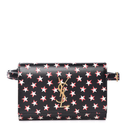 Saint Laurent Smooth Calfskin Star Print Monogram Kate Belt Bag Black Ivory Red 1 of 9