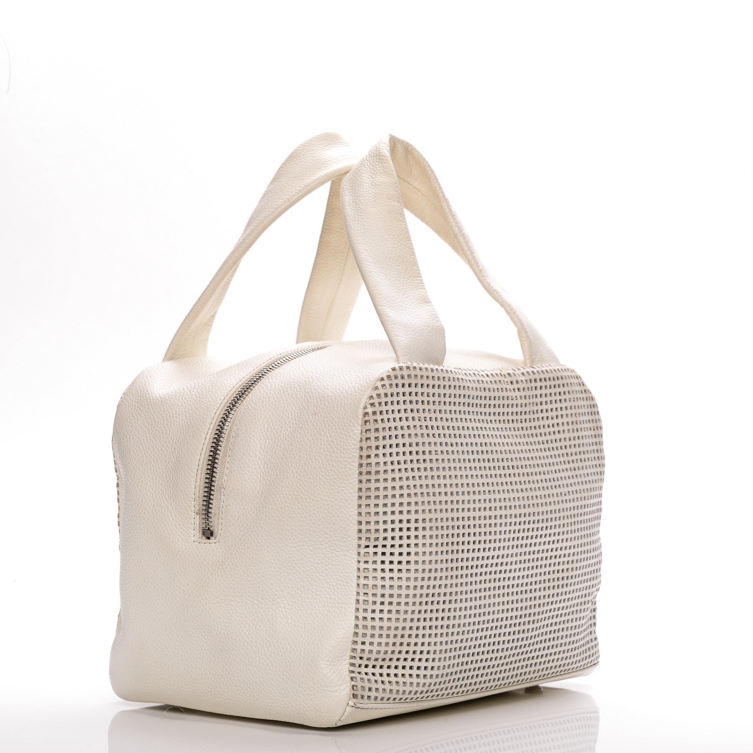 Chanel Caviar Perforated Bowler White 3 of 16