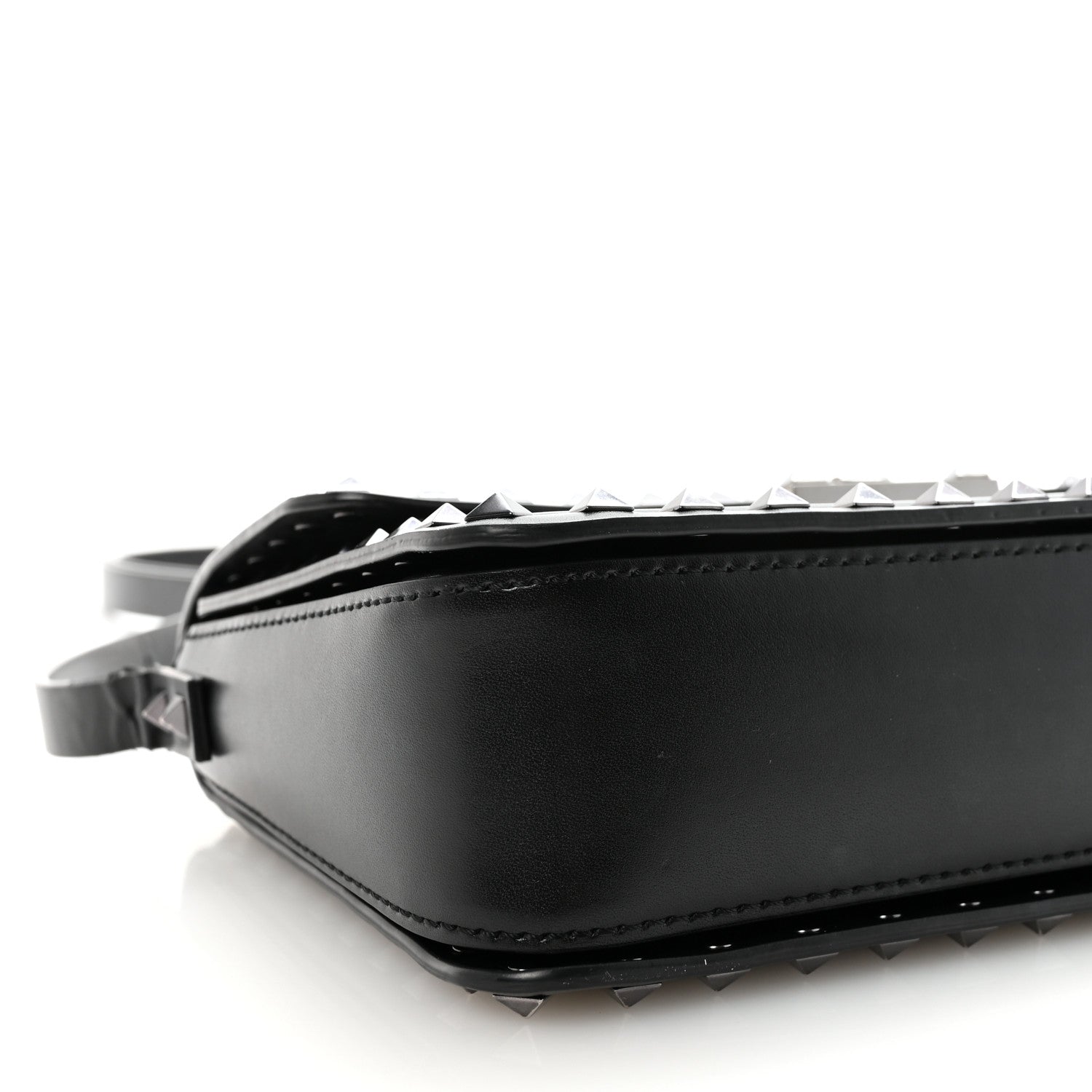 Valentino Garavani Smooth Calfskin Enamel Tonal Rockstud23 Shoulder Bag Black 8 of 9