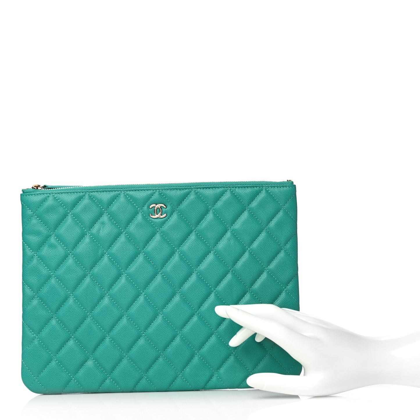 Caviar Quilted Medium Cosmetic Case Turquoise