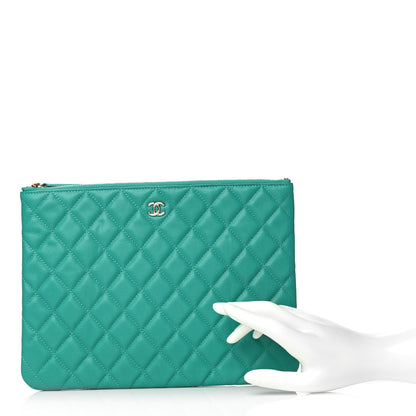 Chanel Caviar Quilted Medium Cosmetic Case Turquoise 2 of 10