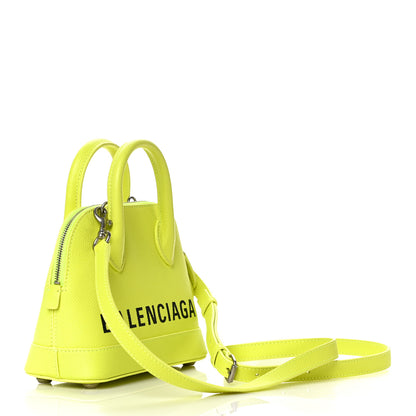 Balenciaga Signature Grained Calfskin Logo XXS Ville Top Handle Bag Acid Green Black 3 of 9