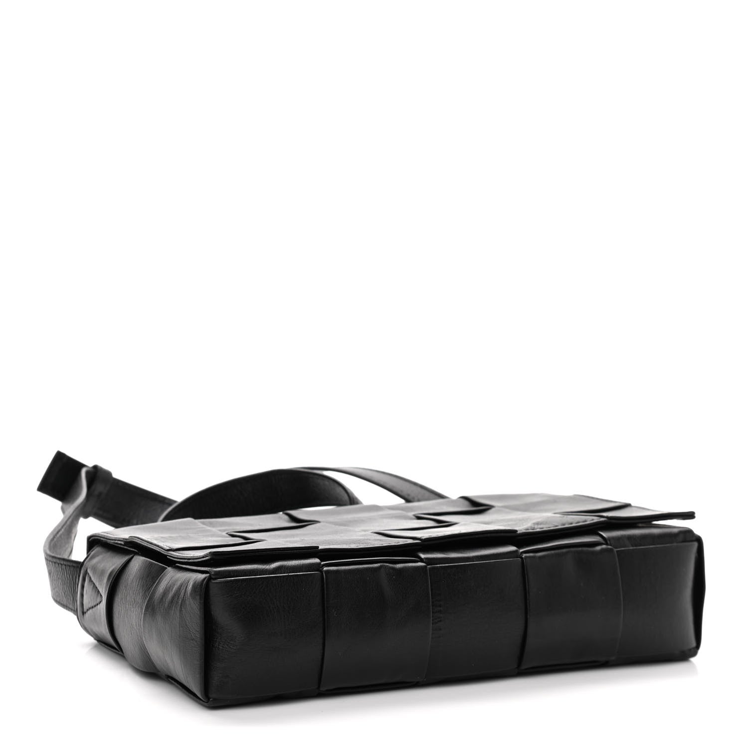 Bottega Veneta Paper Calfskin Maxi Intreccio Cassette Crossbody Bag Black 4 of 10