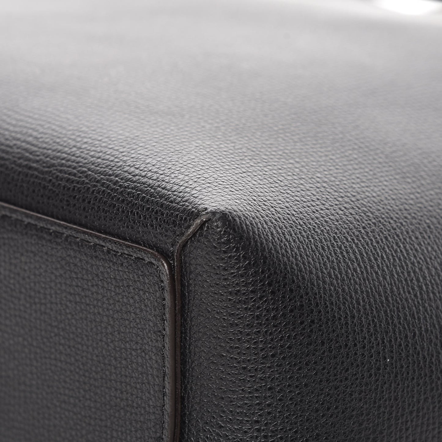 Grainy Calfskin Haymarket Check Medium Reversible Tote Black