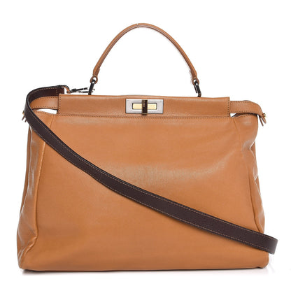Fendi Goatskin Large Peekaboo Iconic Satchel Ocra 1 of 13