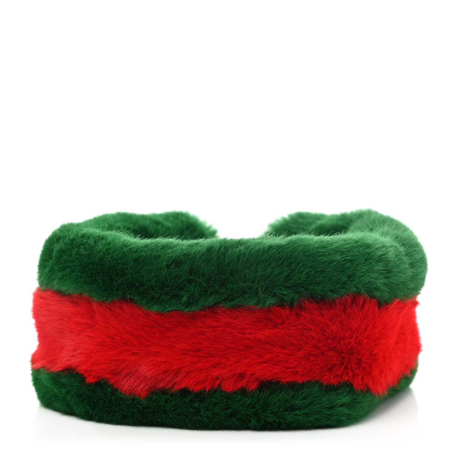 Gucci Faux Fur Web Headband M 54cm Green Red 1 of 5