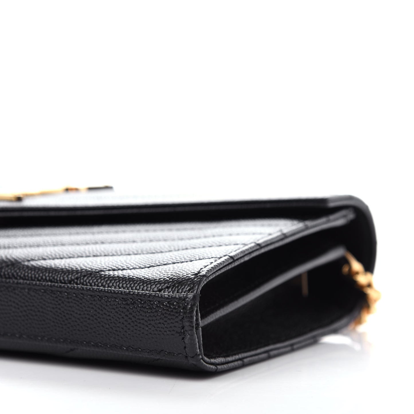 Grain De Poudre Matelasse Chevron Monogram Chain Wallet Black