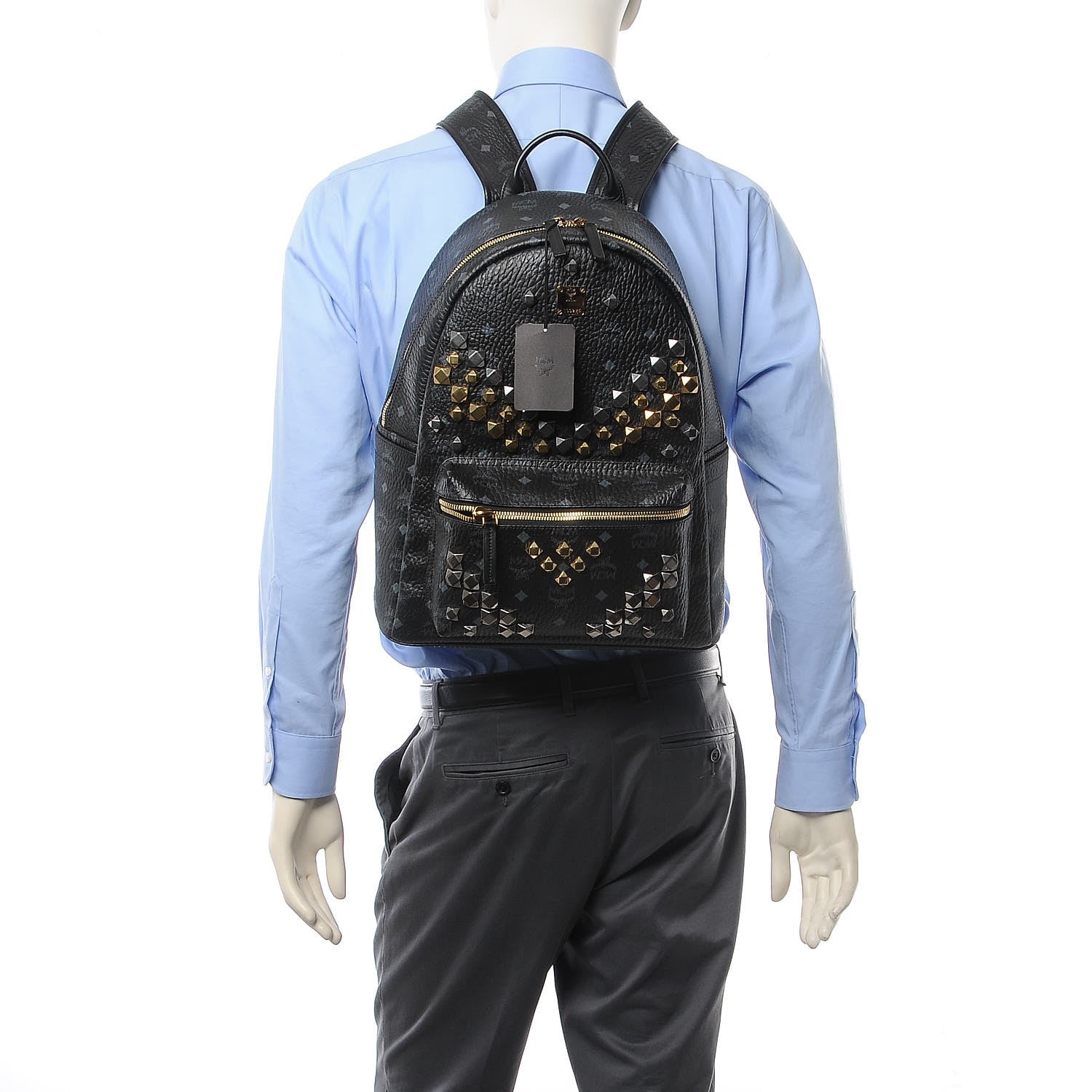 MCM Visetos Studded Medium Stark M Backpack Black 2 of 8