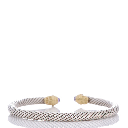 David Yurman Sterling Silver 18K Yellow Gold Amethyst 4mm Cable Kids Bracelet 3 of 4