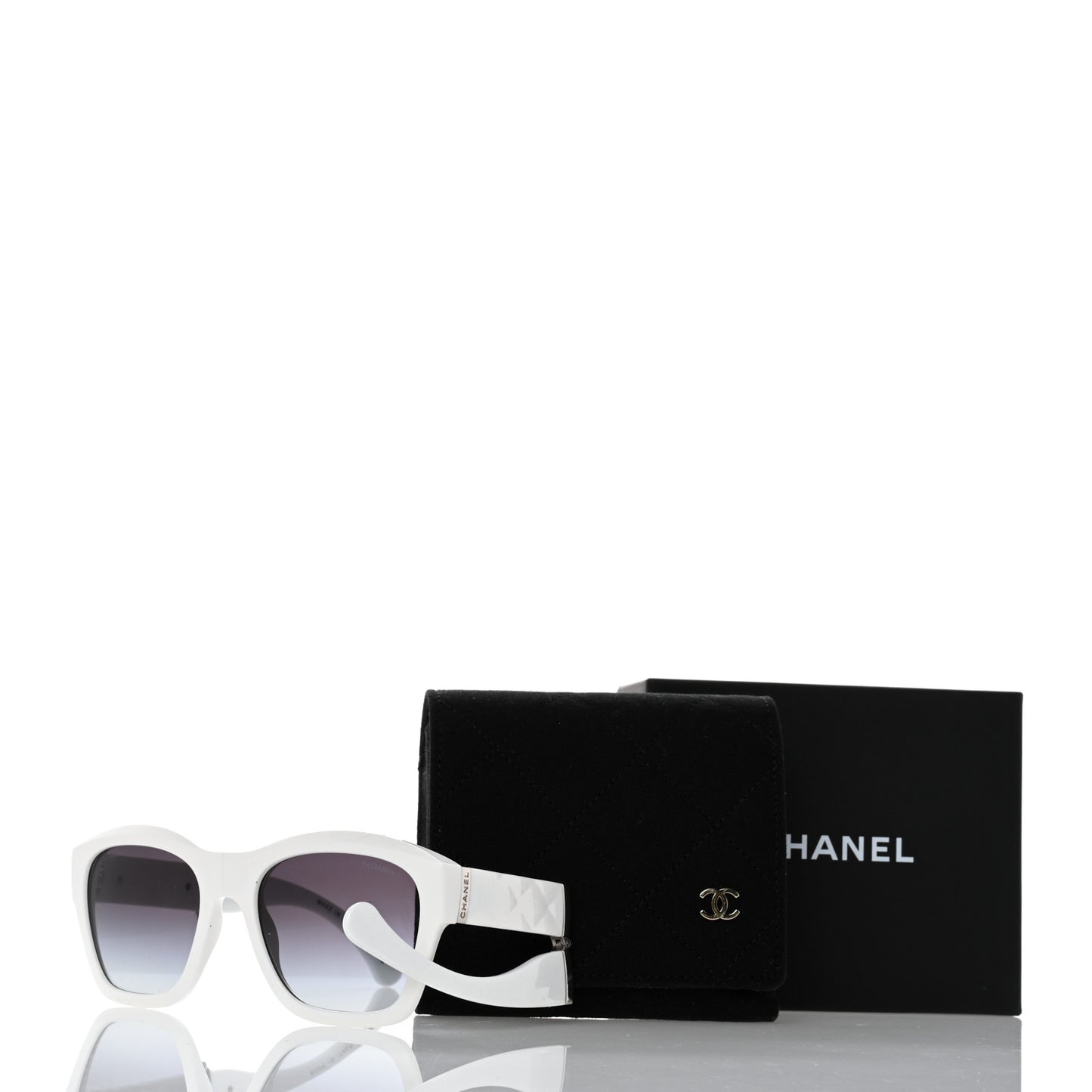 Acetate Metal Square Folding Sunglasses 6055-B White