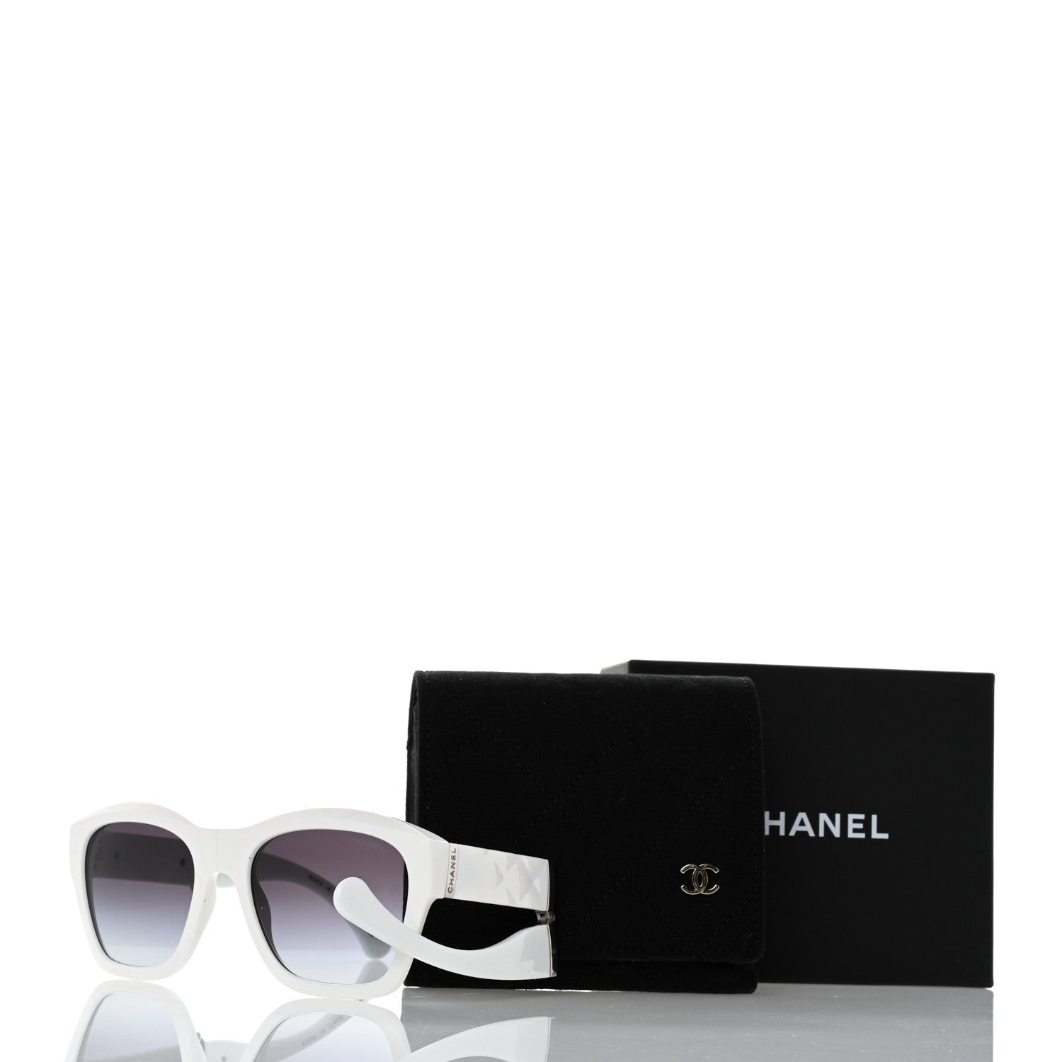Chanel Acetate Metal Square Folding Sunglasses 6055-B White 12 of 12