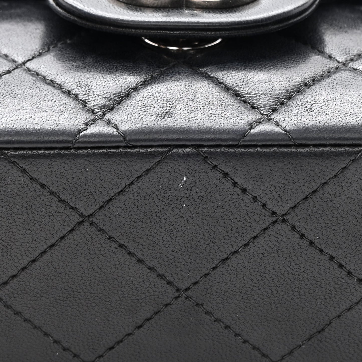 Lambskin Quilted Medium Double Flap Black