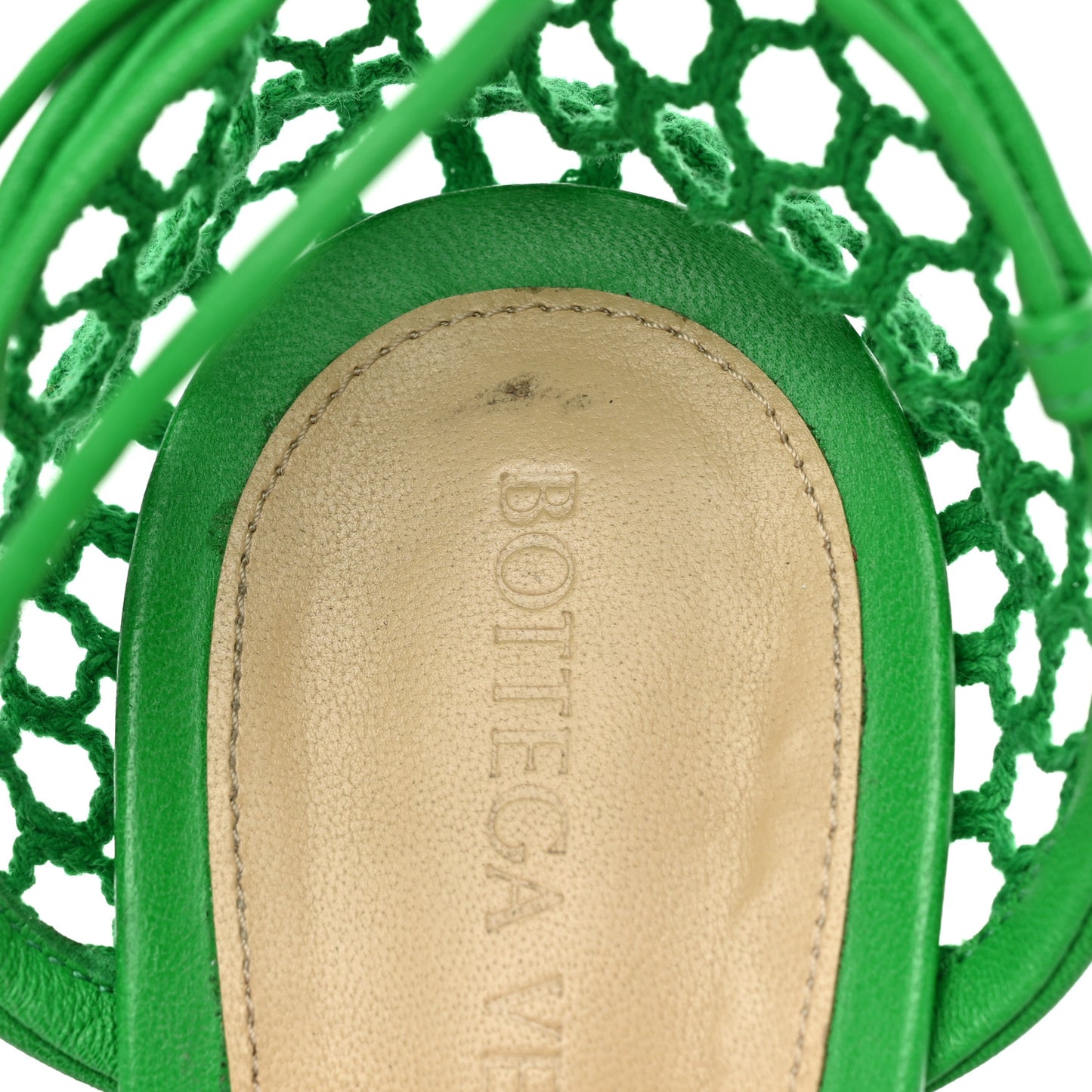 Mesh Nappa Stretch Ankle Tie 90mm Sandals 38 Grass