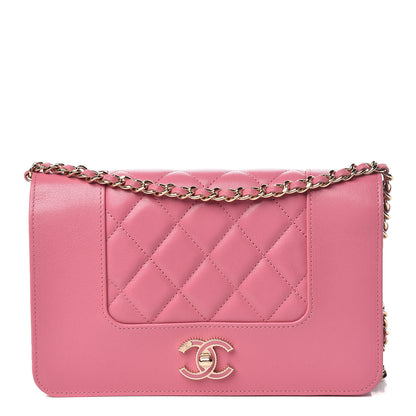 Chanel Sheepskin Quilted Mademoiselle Vintage Wallet On Chain WOC Dark Pink 1 of 12