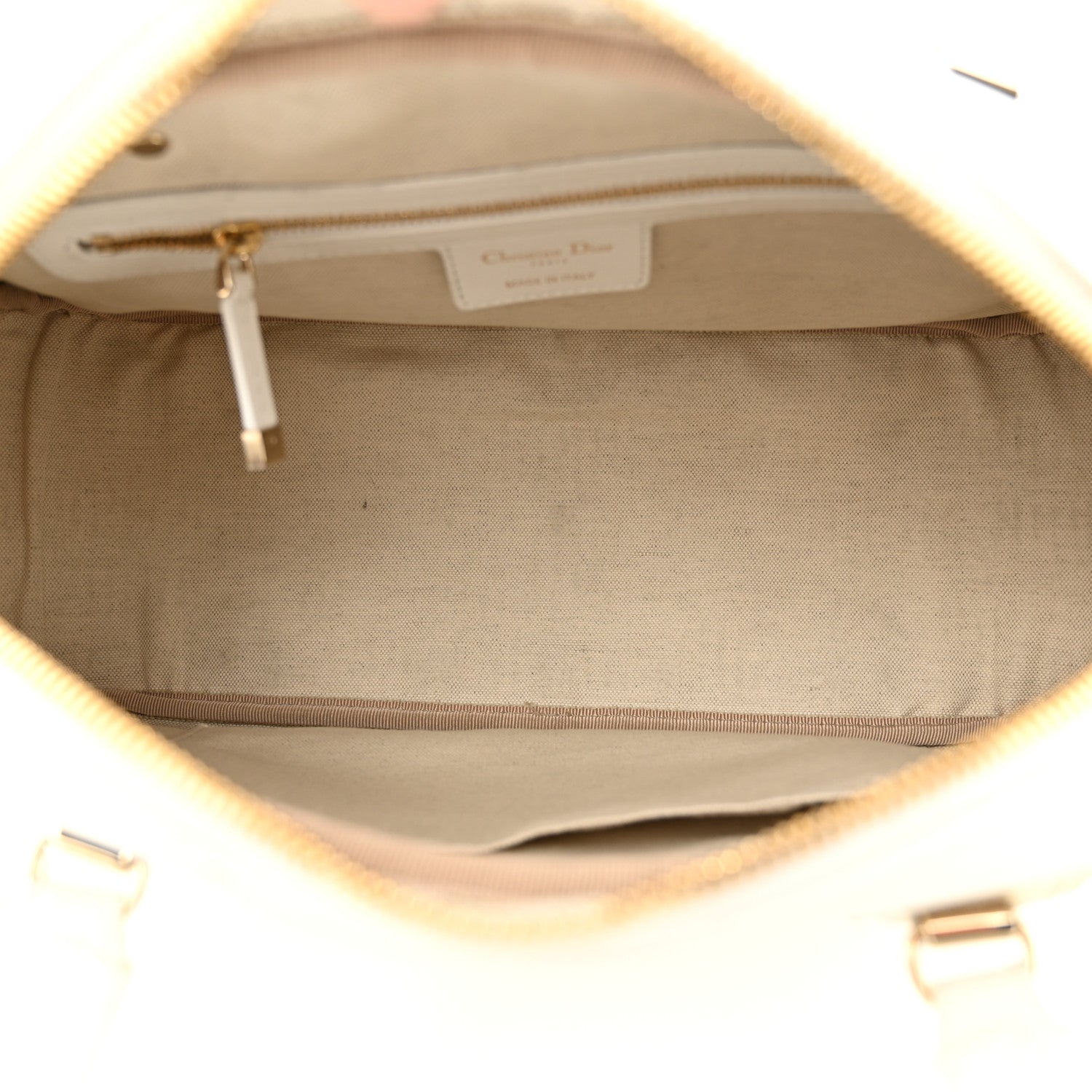 Christian Dior Perforated Calfskin Medium Dior Vibe Classic Bowling Bag White Gold 5 of 15