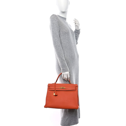 Hermes Togo Kelly Retourne 35 Orange 2 of 11