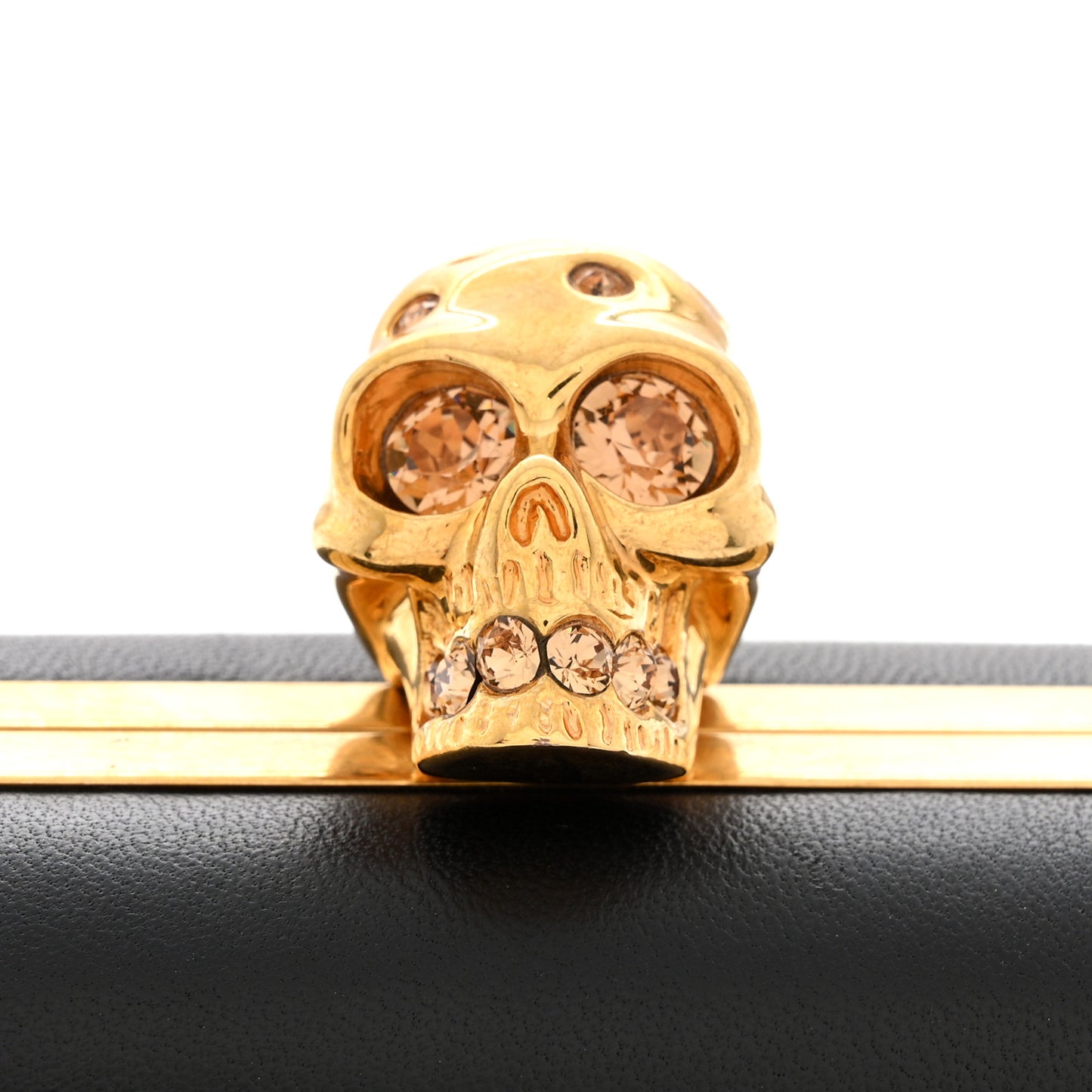 Nappa Studded Skull Box Clutch Black