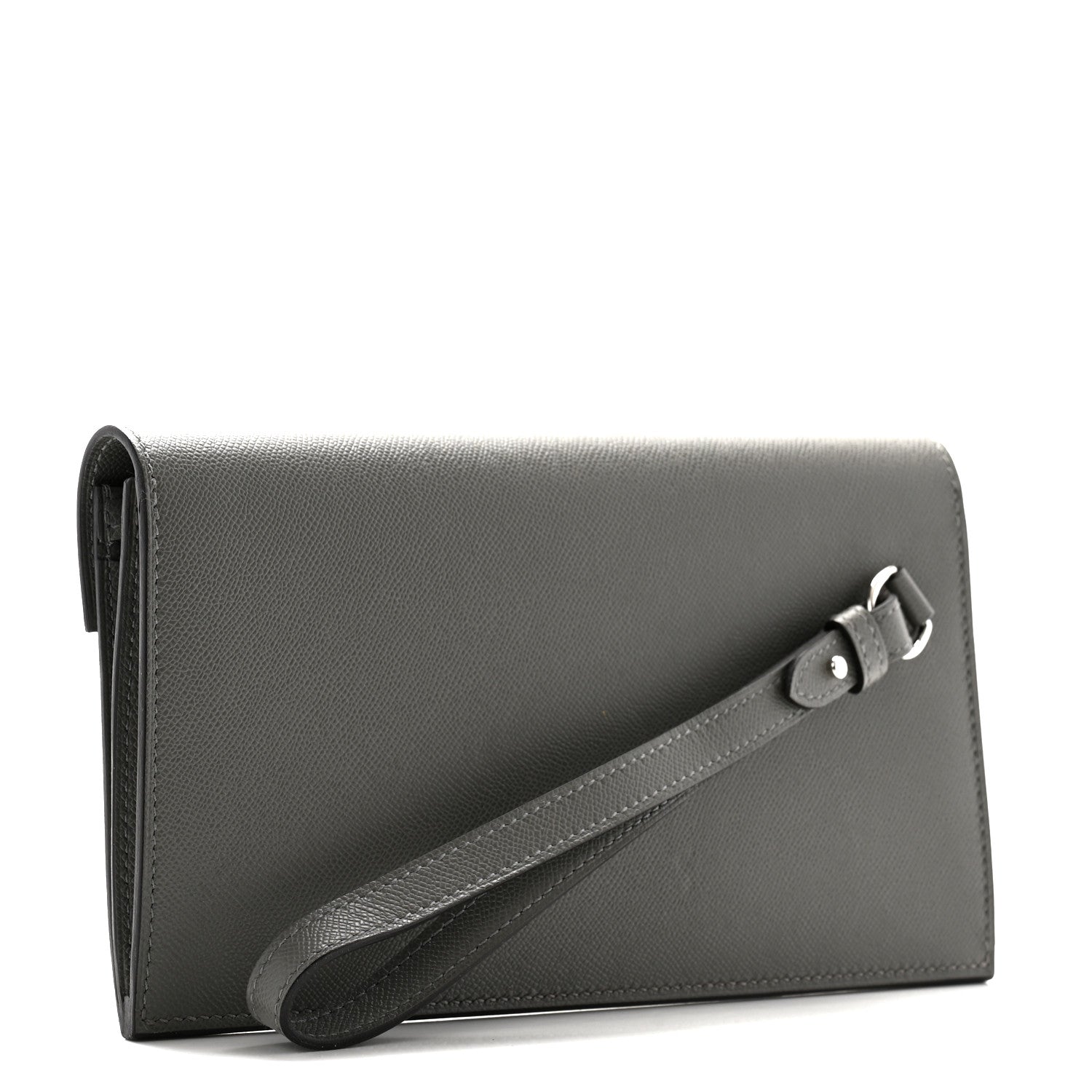 Hermes Madame Calfskin Kelly Pocket Long Wallet Gris Meyer 3 of 9