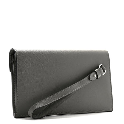 Hermes Madame Calfskin Kelly Pocket Long Wallet Gris Meyer 3 of 9