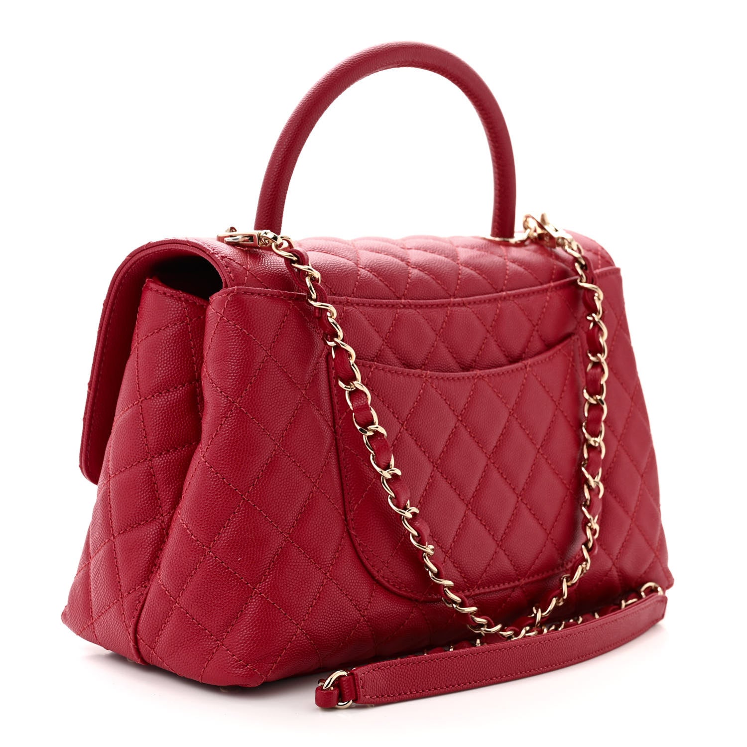 Chanel Caviar Quilted Small Coco Handle Flap Red 3 of 11