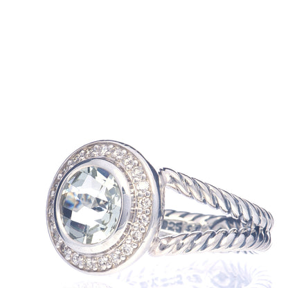 David Yurman Sterling Silver Diamond Prasiolite 8mm Petite Cerise Ring 52 6 3 of 6