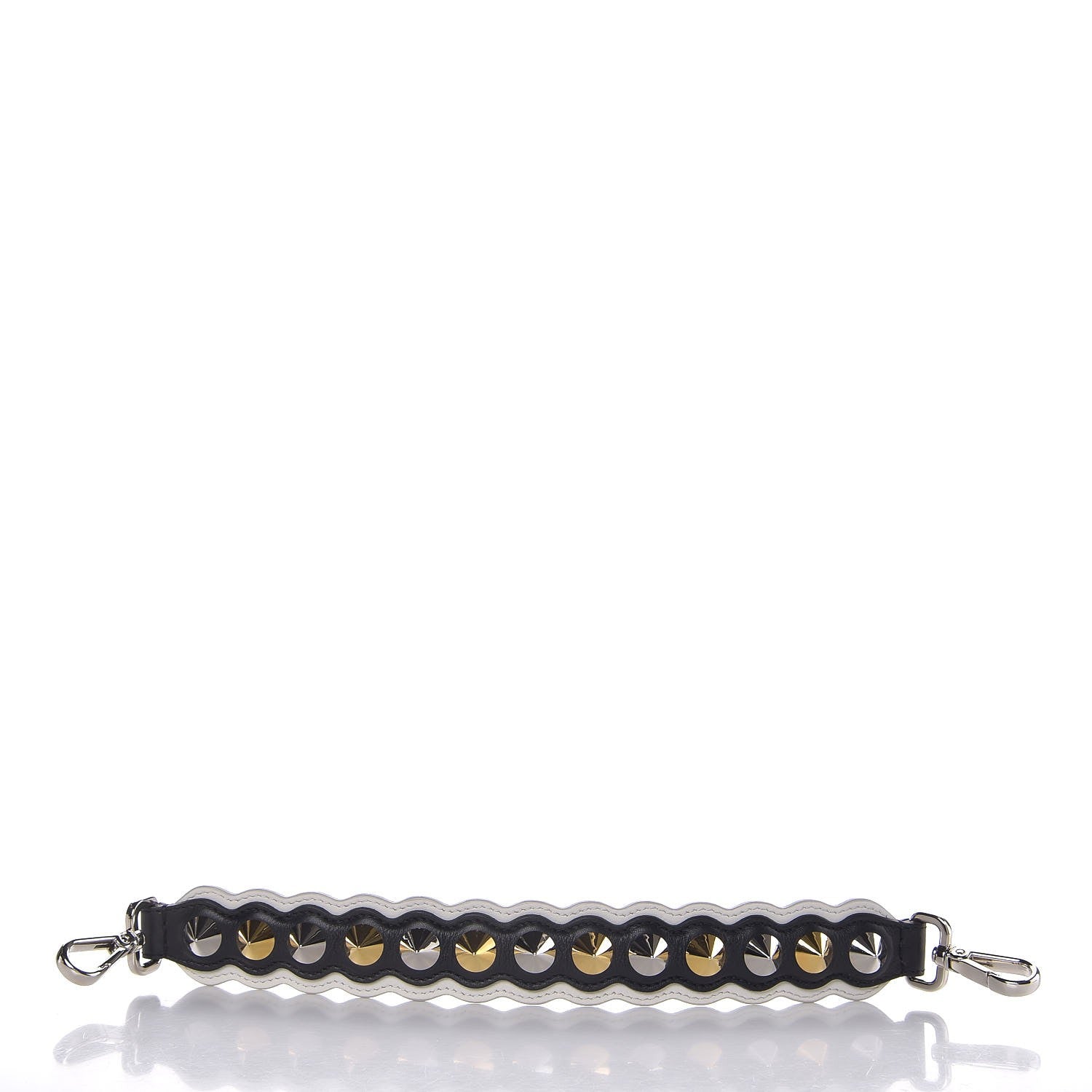 Fendi Calfskin Studded Mini Strap You Black Gold Silver 1 of 6