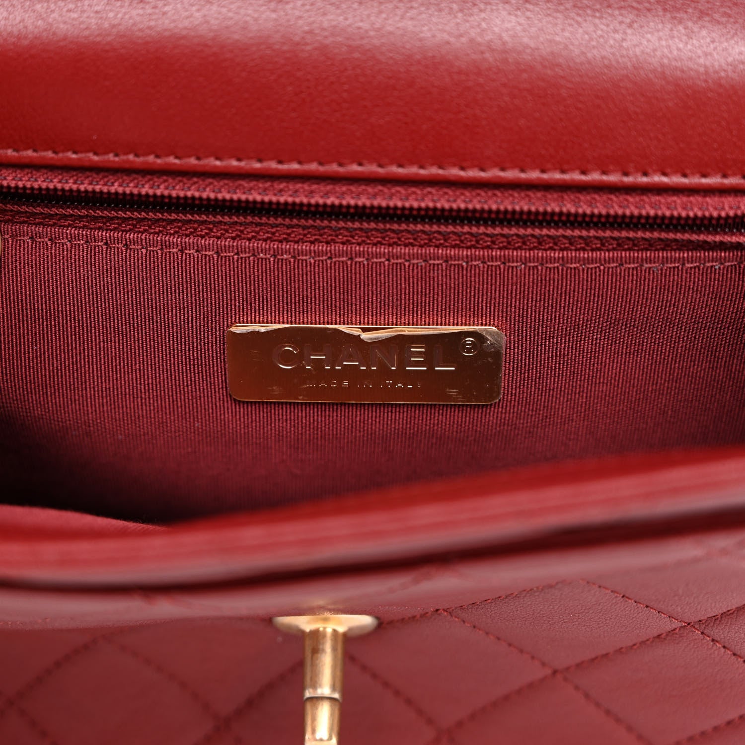 Chanel Lambskin Quilted Chain Infinity Top Handle Flap Burgundy 6 of 10