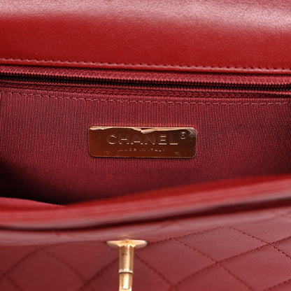 Chanel Lambskin Quilted Chain Infinity Top Handle Flap Burgundy 6 of 10