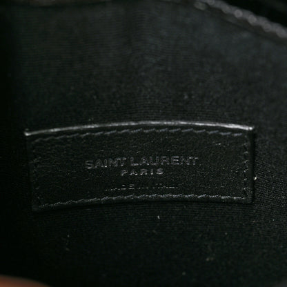 Saint Laurent Calfskin Crocodile Embossed Monogram Uptown Baby Pouch Black 5 of 6