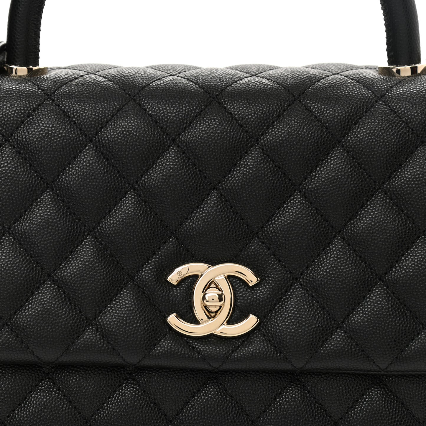 Caviar Quilted Small Coco Handle Flap Black