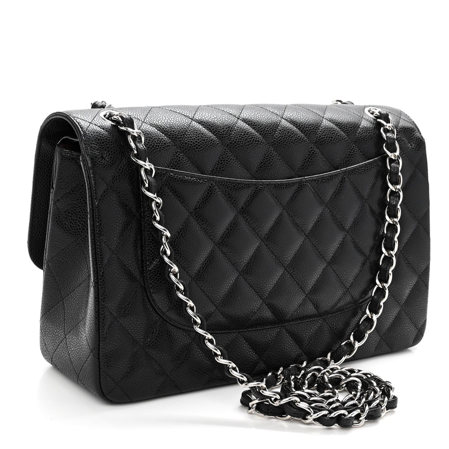 Caviar Quilted Jumbo Double Flap Black