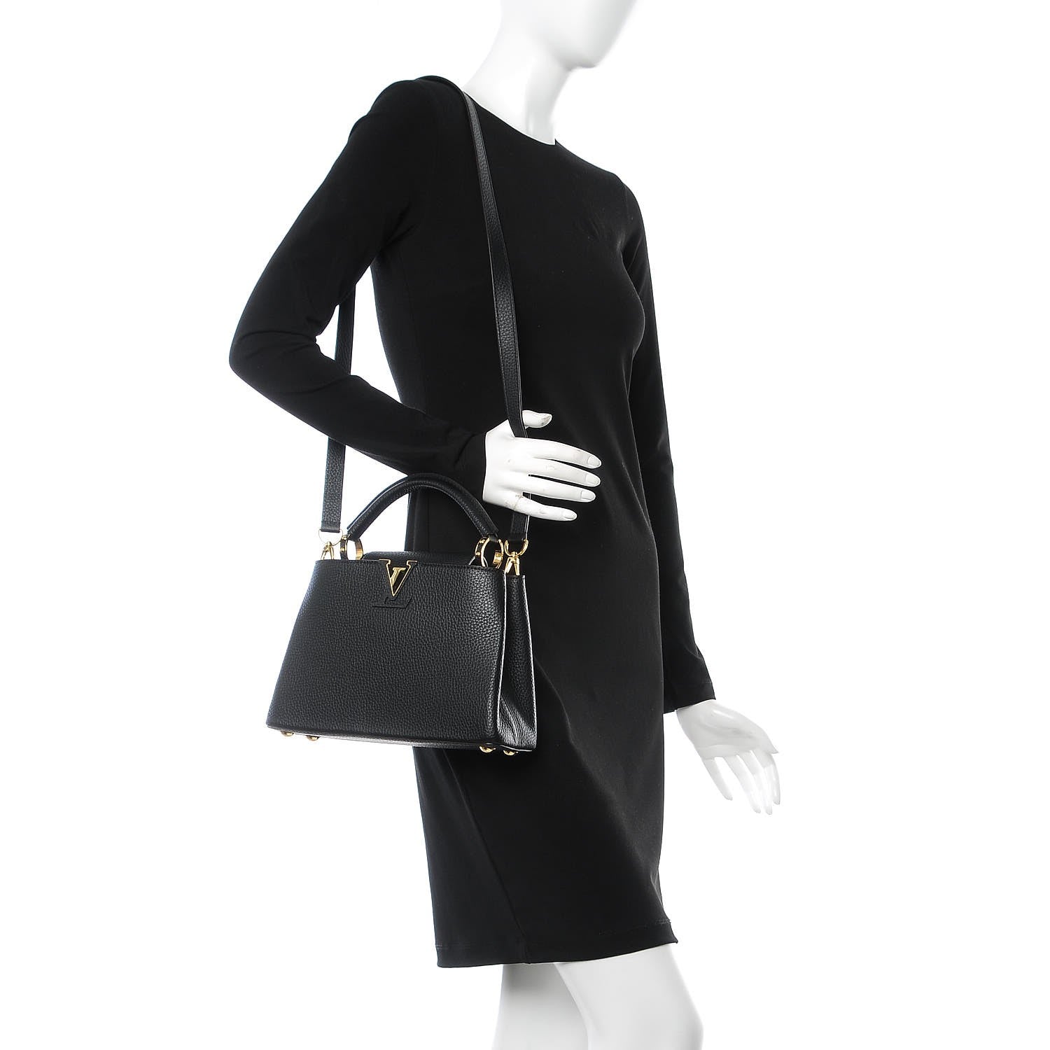 Louis Vuitton Taurillon Capucines BB Black 2 of 8