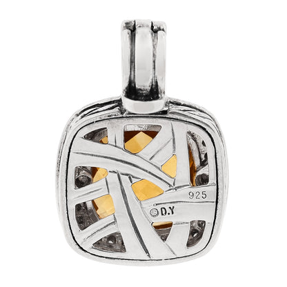 David Yurman Sterling Silver Diamond Citrine 11mm Albion Enhancer Pendant 3 of 4