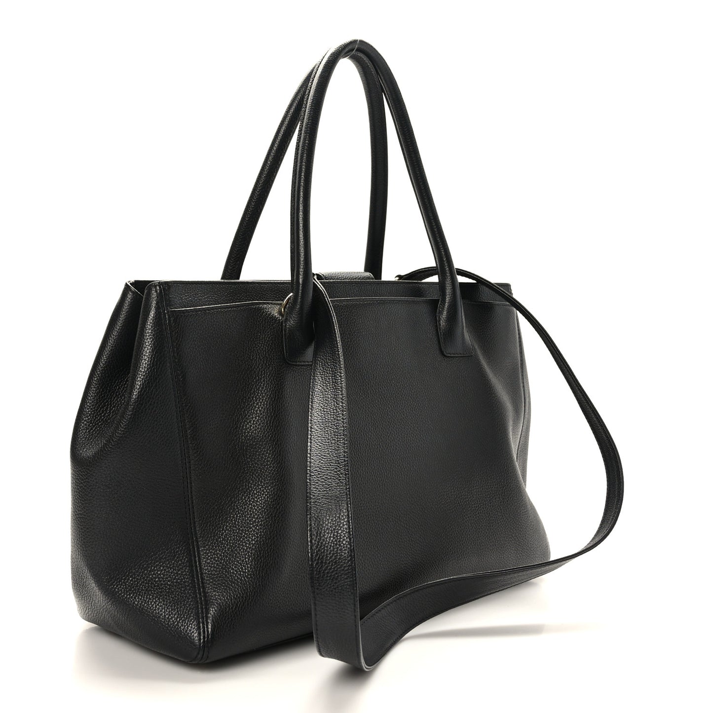 Calfskin Cerf Executive Shopper Tote Black