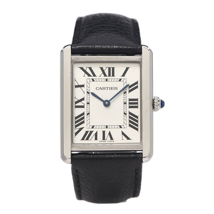 Cartier Stainless Steel Calfskin 27mm Tank Solo Quartz Watch 1 of 9