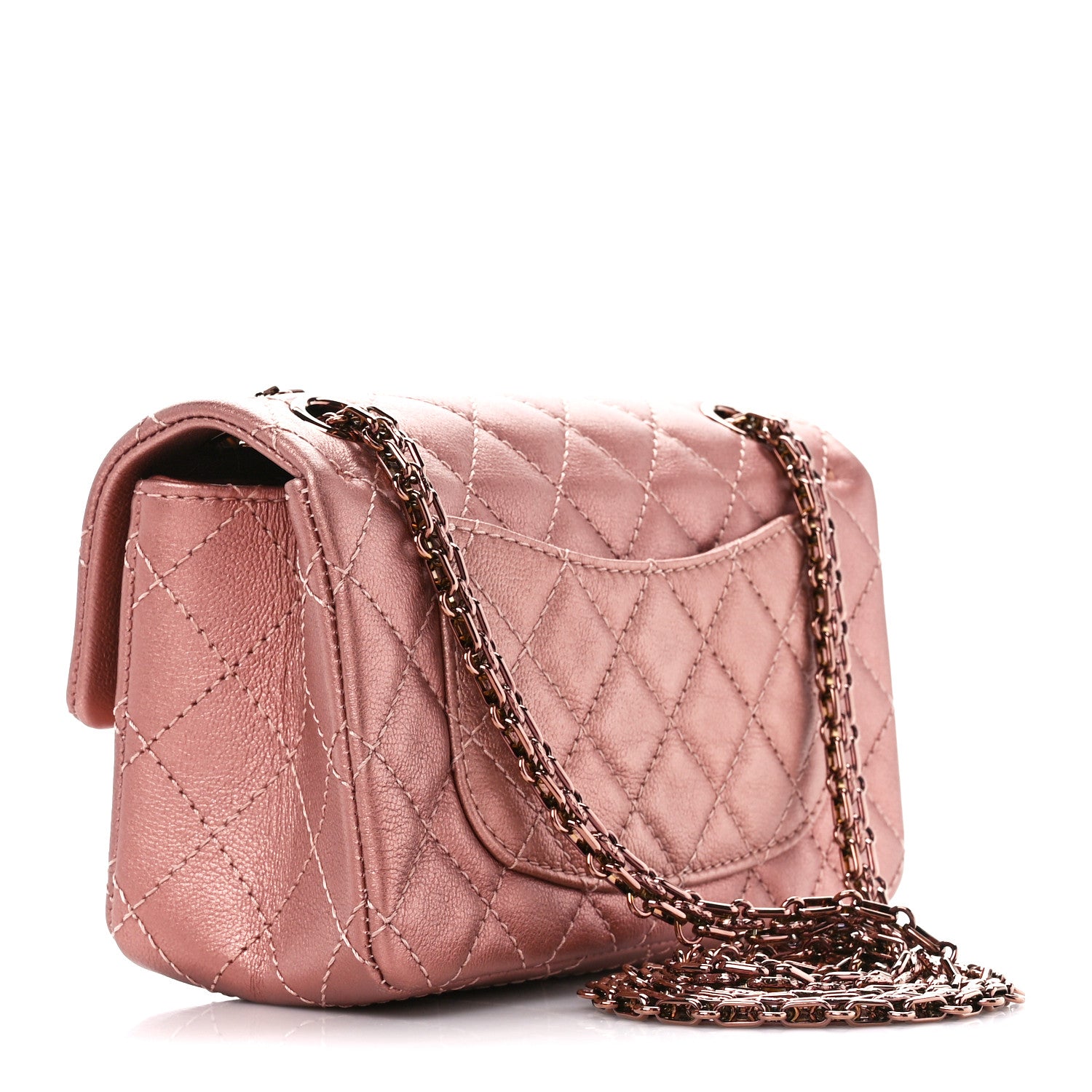 Chanel Metallic Grained Calfskin Quilted 2.55 Reissue Mini Flap Copper Pink 3 of 11